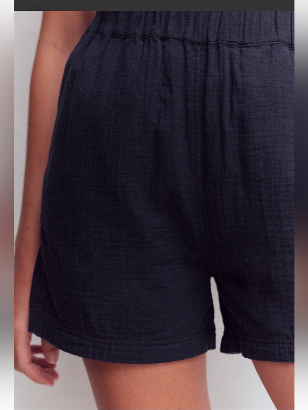 Boden Black High-Waist Gauze Shorts